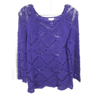 Chico's Purple Open Knit Scoop Neck Pullover Sweater 1 US 8